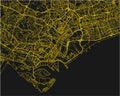 Black and yellow vector city map of Singapore.