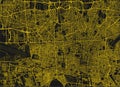 Black and yellow vector city map of Tehran. Royalty Free Stock Photo