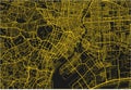 Black and yellow vector city map of Tokyo. Royalty Free Stock Photo