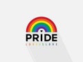 LGBT pride Love is Love and Rainbow icon on white background.Vector template for poster, social network, banner, cards. word PRIDE