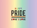 LGBT pride Love is Love on rainbow background.Vector template for poster, social network, banner, cards. word PRIDE for poster. LG