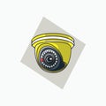 Indoor CCTV icon round shaped - yellow color - icon, symbol, cartoon logo for security