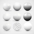 Set of realistic white spheres Royalty Free Stock Photo