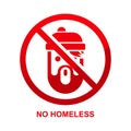 No homeless sign isolated no white background Royalty Free Stock Photo