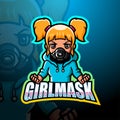 Girl mask mascot esport logo design
