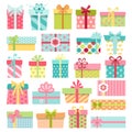 Set of cute colourful gift boxes Royalty Free Stock Photo