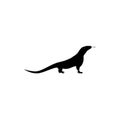 Komodo dragon. black ink drawing varan isolated on white background