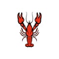 Red Lobster Silhouette Icon on White Background