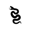 Snake silhouette illustration. Black serpent isolated on a white background. tattoo design. Royalty Free Stock Photo