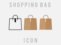 Shopping bag icon vector. Shopping sign. Flat design illustration. Line shopping bag icon. Eco bag icon. Royalty Free Stock Photo
