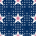 Abstract seamless vector pattern with white big and small five pointed stars Royalty Free Stock Photo