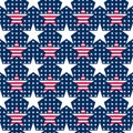 Abstract seamless vector pattern with big and small white five pointed stars and big stars with red stripes. Royalty Free Stock Photo