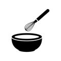 Bowl and whisk baking icon isolated 