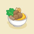 Meatball and noodle vector design