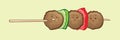 Meatball cartoon with skewer vector