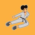 Illustration vector graphic of karate jump kick movement.