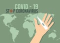 No coronavirus. COVID-19 pandemia. Prevent virus infection. STOP red sign