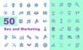 50  Vector seo and marketing flat icons set Royalty Free Stock Photo