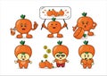 Cute Orange Fruit Cartoon Character Design. Mascot illustration design