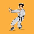 Illustration vector graphic of man standing wearing white karate.