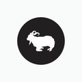 Half stand angora goat silhouette isolated on black circle - goat, sheep, lamb logo emblem or button icon - mammal, animal vector