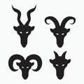 Face of sheep, goat, billy goat, angora goat set - mammal, animal vector icon Royalty Free Stock Photo