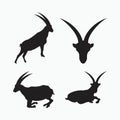 San clemente island goat silhouette set - goat, sheep, lamb logo emblem or button icon silhouette - mammal, animal vector icon