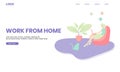 Work From Home Website With Character Doing Enjoy Hers Gestures And Stay Focus