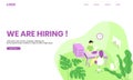 We Are Hiring Landing Page Website With Character Doing Recrutiment Employee