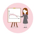 Business Graphic Down Presentation By A Woman Illustration Vector Royalty Free Stock Photo