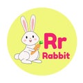 Animal Alphabet R Rabbit Cartoon Illustration Vector