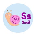 Animal Alphabet S Snail Cartoon Illustration Vector Royalty Free Stock Photo