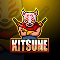 Kitsune ninja mascot esport logo design