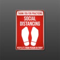 Social Distancing Floor Sign.Keep your safe by posting this Notice Required