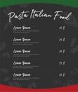 Italian pasta menu template for your restaurant Royalty Free Stock Photo