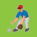 Illustration vector graphic of man catcher the ball, baseball player. Royalty Free Stock Photo