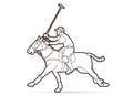 Polo Horse players action sport cartoon graphic vector.