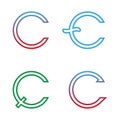 Vector line letter c logo. letter c icon set.