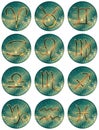 Zodiac signs. Set round zodiac icons. Round zodiac icons.