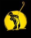 Golf players Golfer action cartoon sport graphic vector.