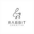 Bunny Logo Line Art Icon Design Template. Rabbit Logo Outline Vector Stock. Unique Animal Logo Monoline Royalty Free Stock Photo