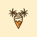 Logo Ice cream. Tropical ice cream. Ice cream in a waffle cone