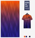 Blue Orange gradient geometry abstract background. Fabric pattern for soccer jersey, football kit, sport uniform. T-Shirt mockup. Royalty Free Stock Photo