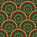 Seamless African Circles Design in reggae colors