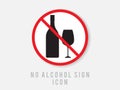 No Alcohol Sign Vector. Strike Through Red Circle. icon for symbol warning. Prohibiting Alcohol Beverages. Beer Beverage Stop Sign Royalty Free Stock Photo