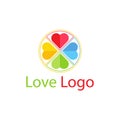 Love circle logo. Vector heart circle icon. Stock illustration