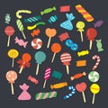 Set of hand drawn vector candy, sweets with cute pastel color. collection illustration for sticker, label, tag Royalty Free Stock Photo