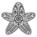 Zentangle starfish on white background