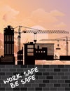 Silhouetted construction site development Royalty Free Stock Photo
