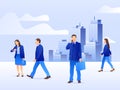 Vector set of business characters with city in the background. Royalty Free Stock Photo